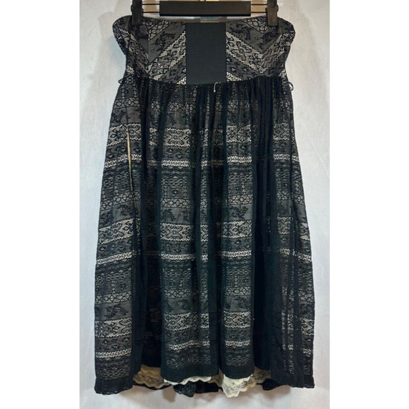 Moulinette Soeurs Dress Size 6 Black Illusion Lace Floral Strapless Cocktail A28 - Picture 3 of 8